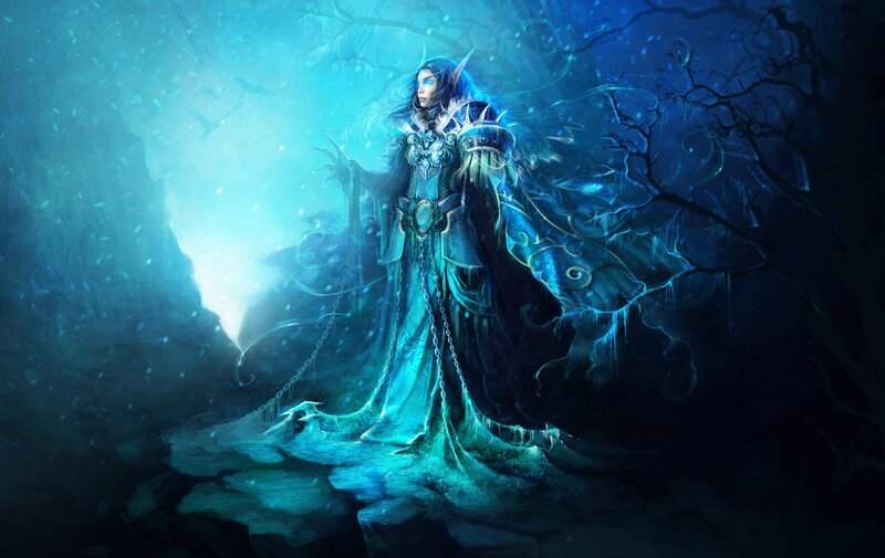 elf mage in icy forest