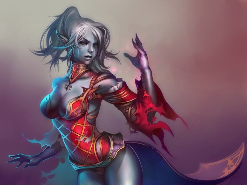 elf mage in red armor