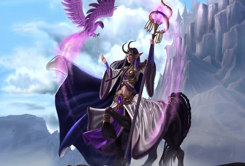 Elf Mage on Horse — Purple, Dramatic