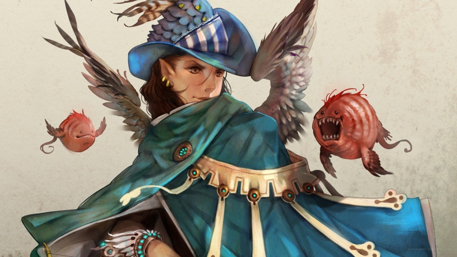 elf mage with bird familiars