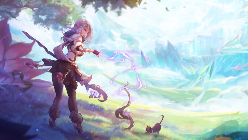 Elf Mage with Cat