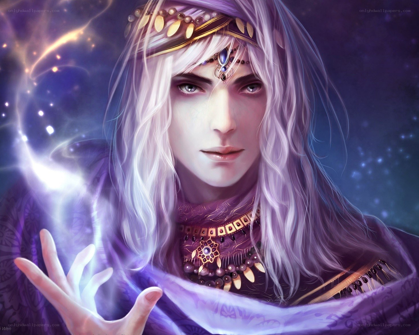 elf mage with glowing orb