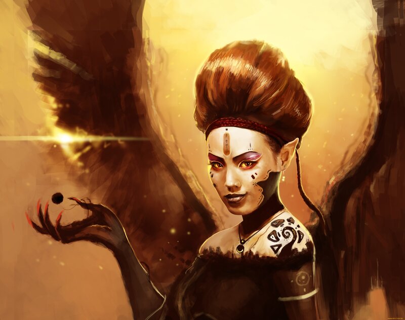 elf mage with glowing orb