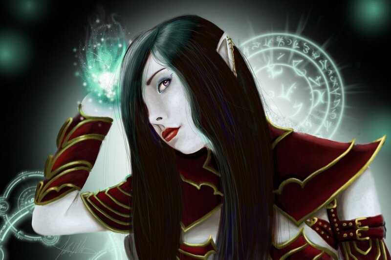 elf mage with glowing spell