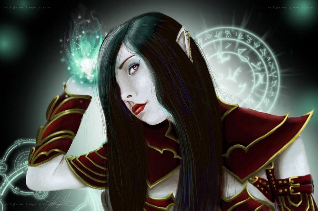 elf mage with glowing spell