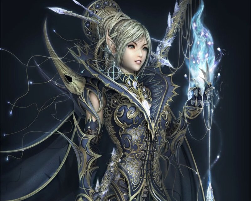 elf mage with glowing staff