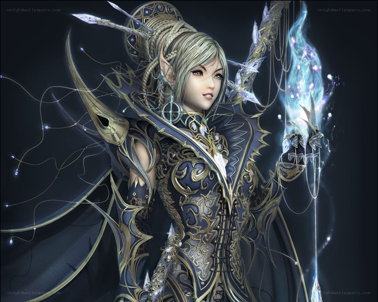 elf mage with glowing staff