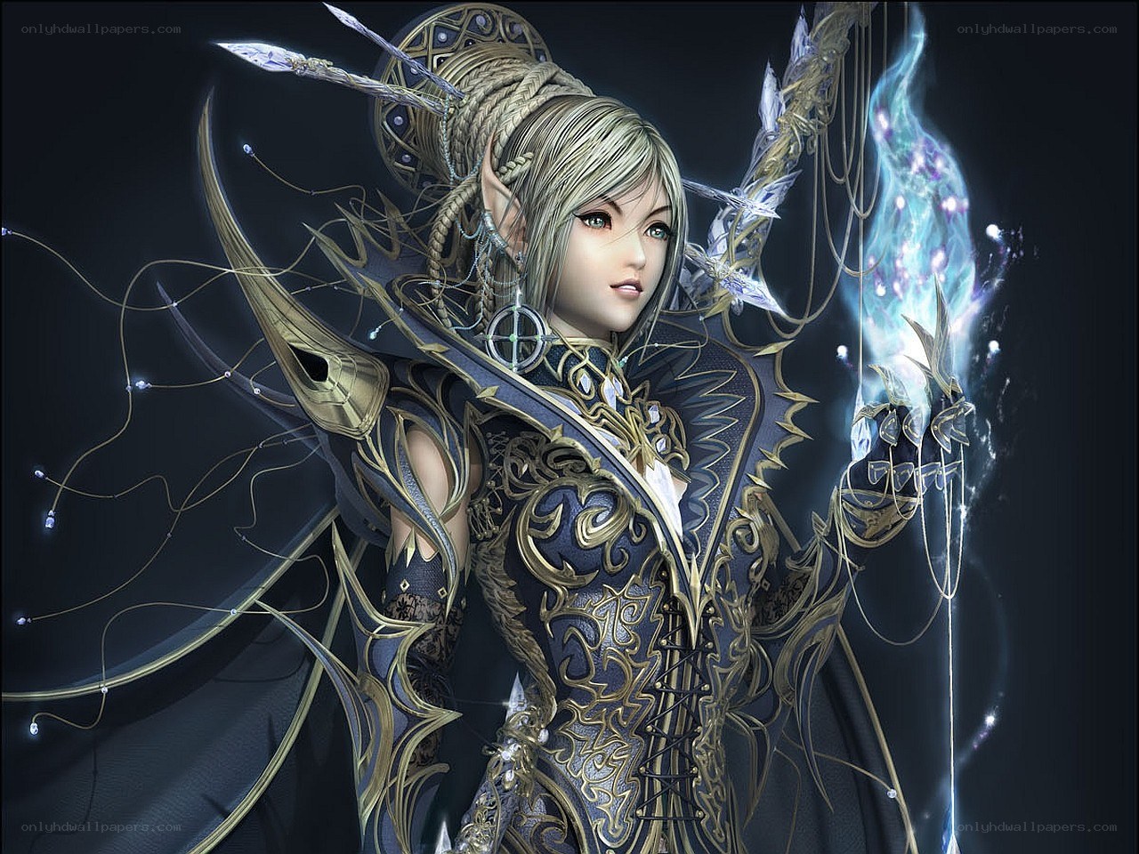 elf mage with glowing staff