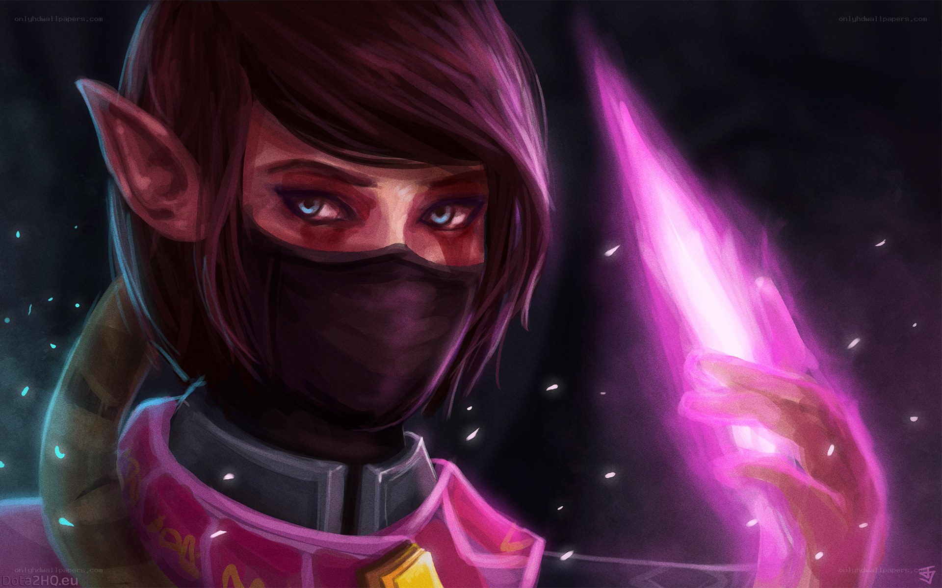 elf mage with purple magic