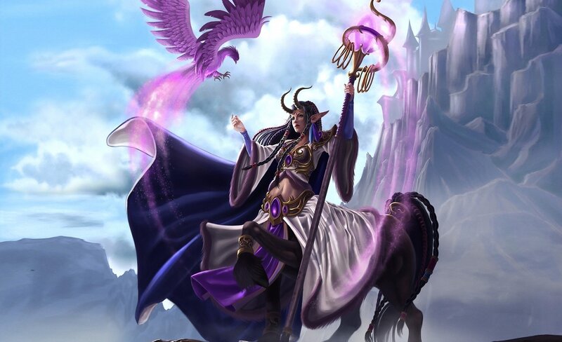 elf mage with staff and bird