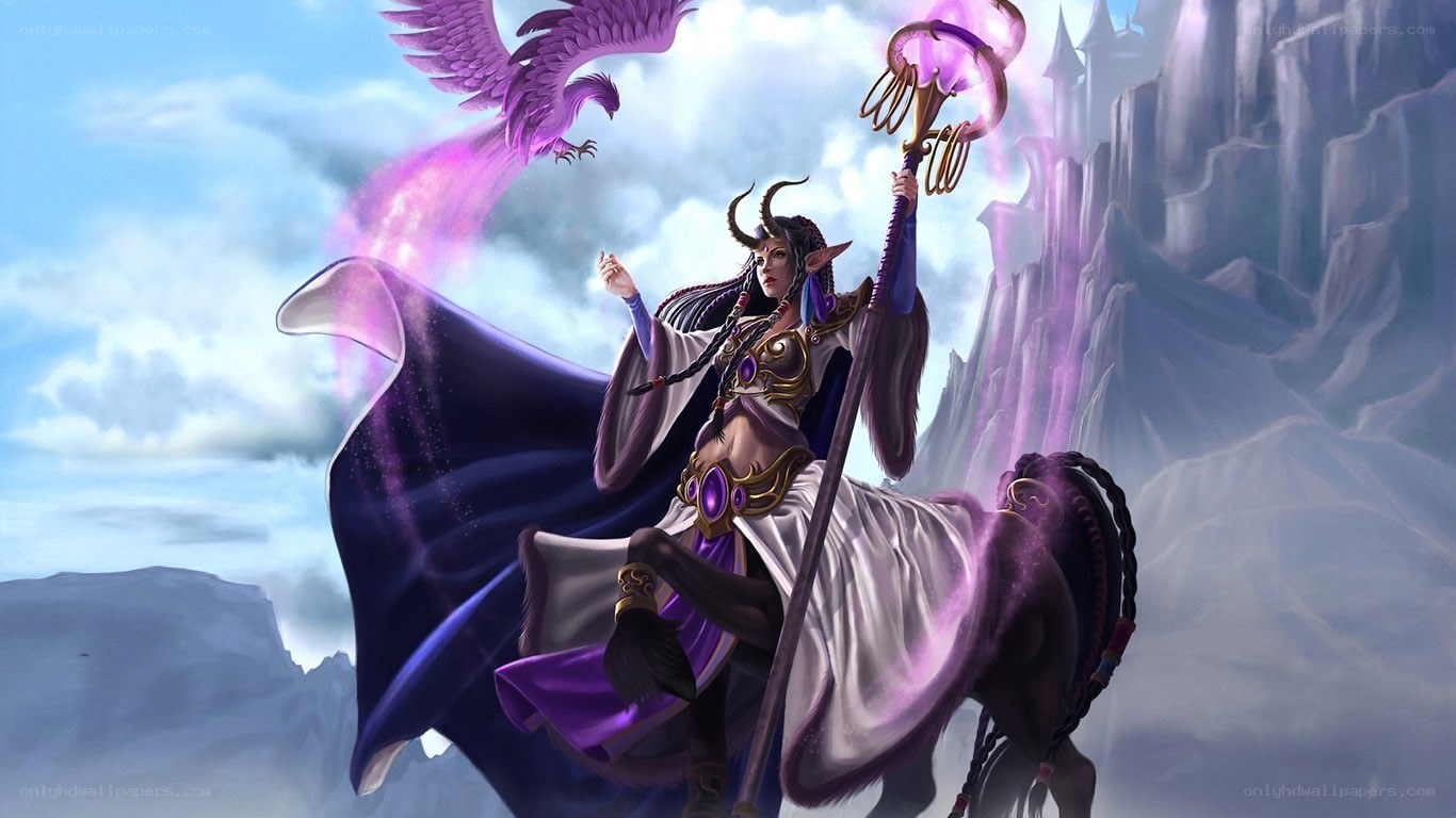elf mage with staff and bird