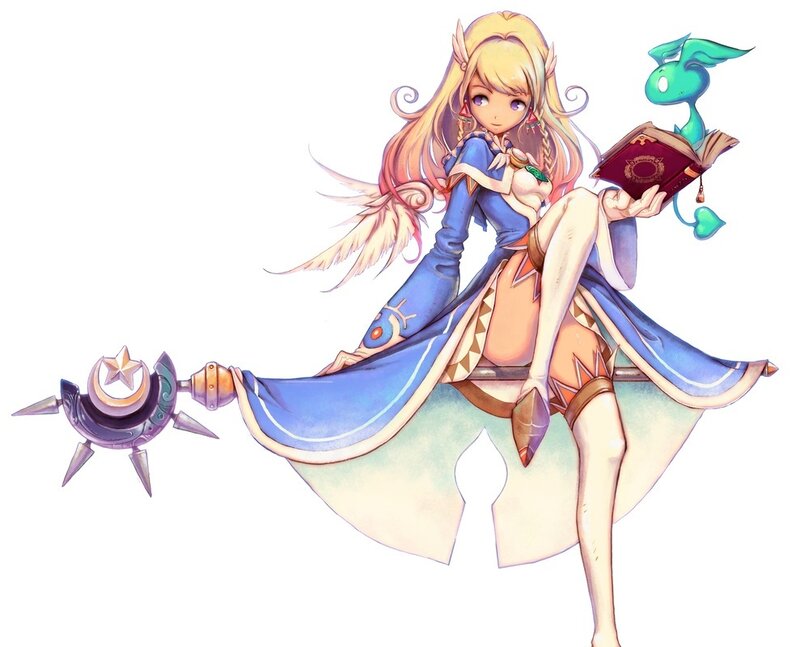 elf mage with staff and book