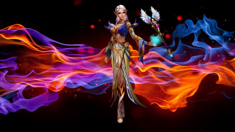 Elf Mage with Staff — Black