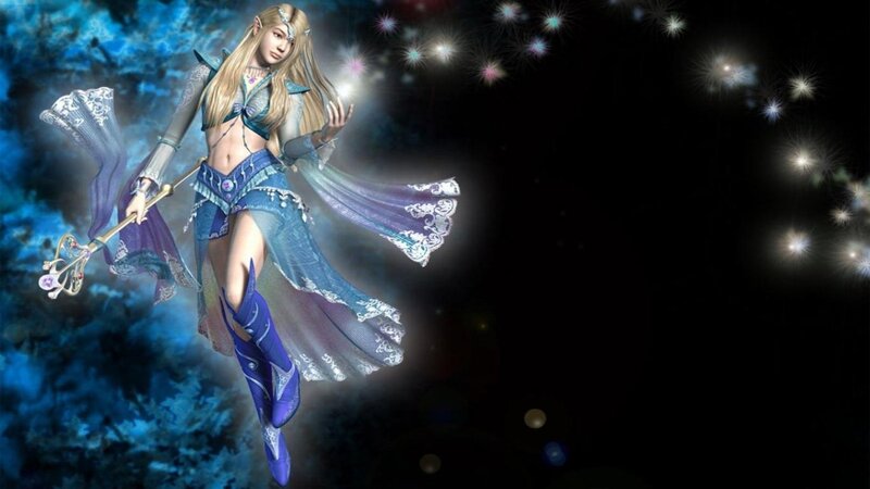 Elf Mage with Staff — Blue, Dramatic, Night