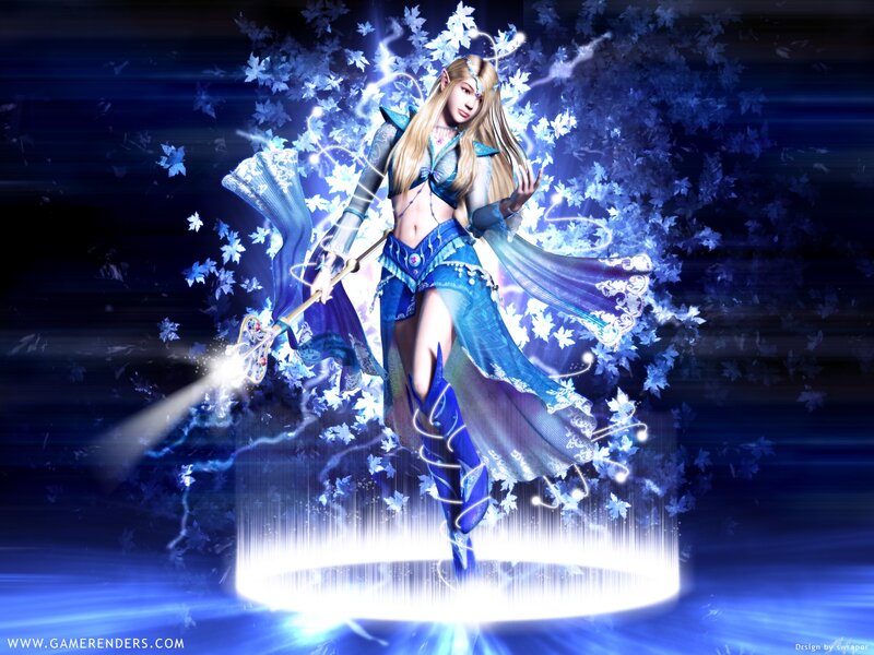 Elf Mage with Staff — Blue, Dramatic