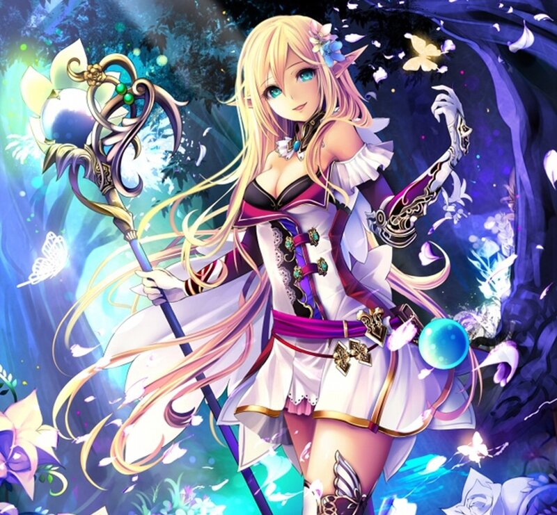 Elf Mage with Staff — Purple, Magical