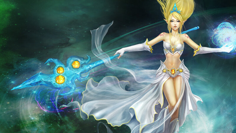 Elf Mage with Staff — White, Dramatic, Digital Art, Magic