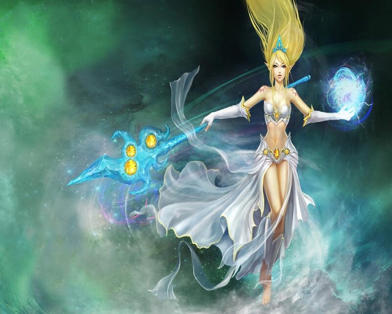 Elf Mage with Staff — White, Dramatic, Digital Art