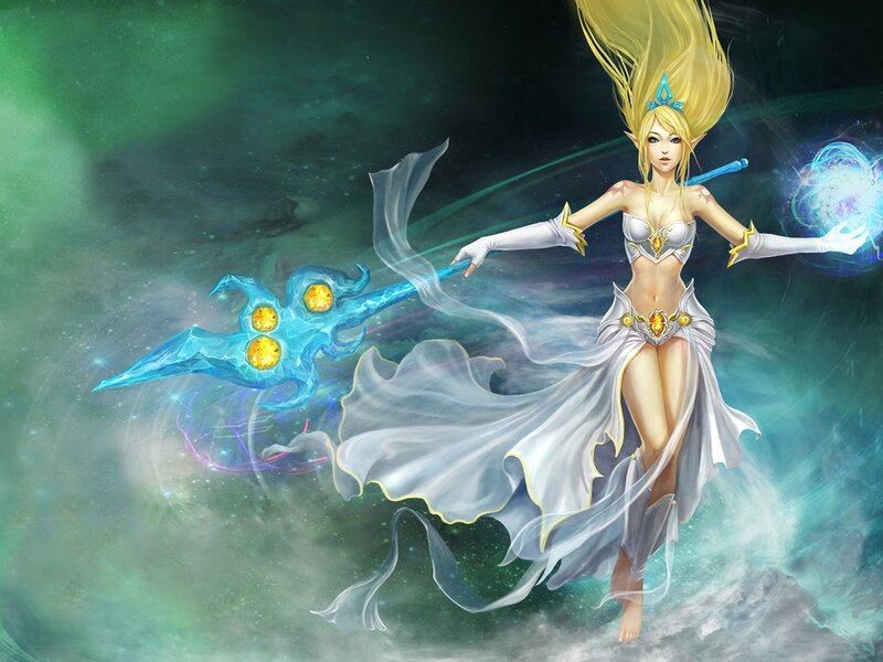Elf Mage with Staff — White, Dramatic