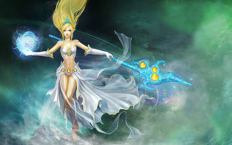Elf Mage with Staff — White
