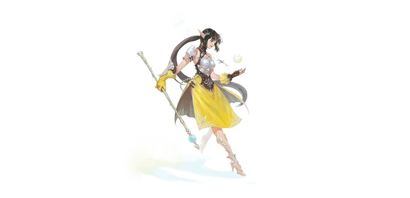 Elf Mage with Staff — Yellow, Dynamic