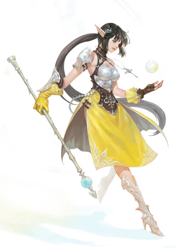 Elf Mage with Staff — Yellow