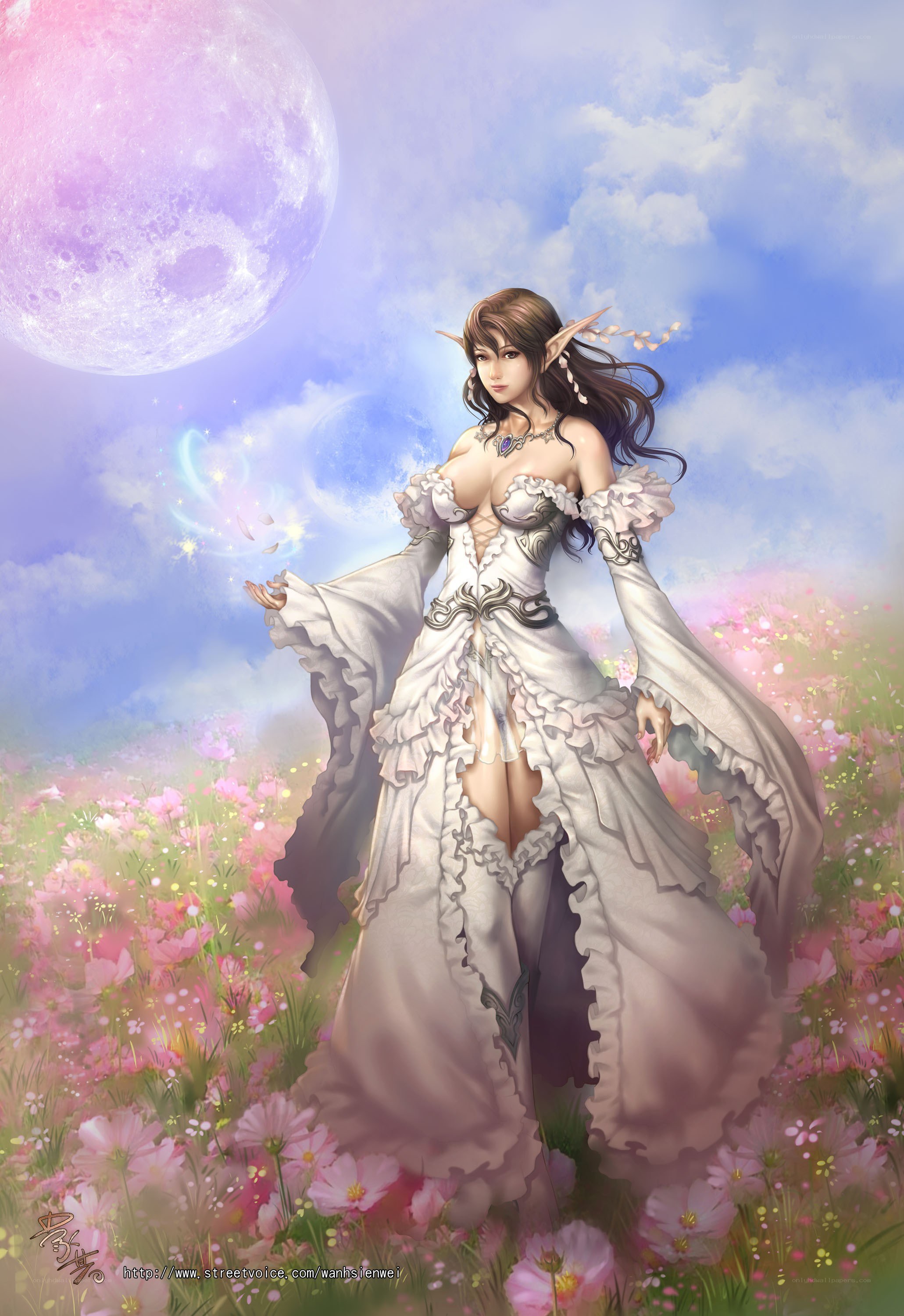 elf maiden in a flower field