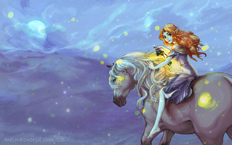 elf maiden on a white horse