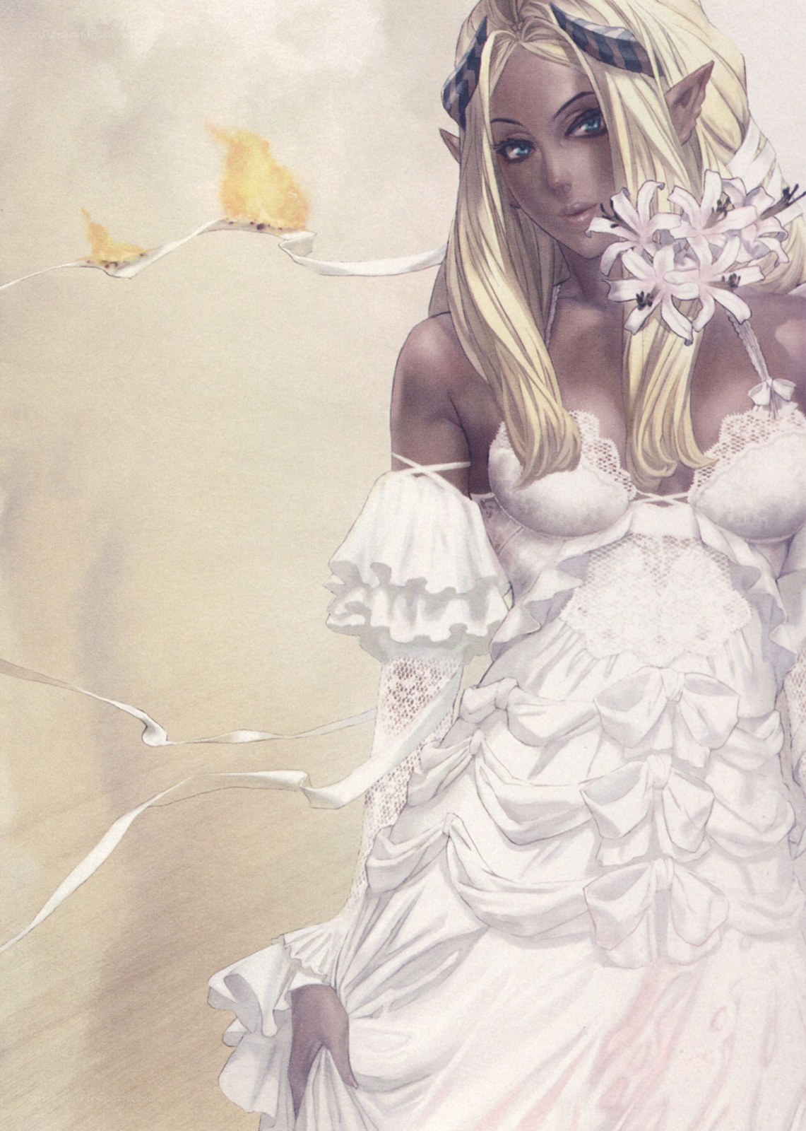 elf maiden with flowers