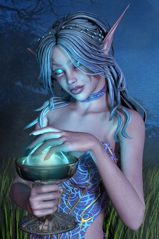 elf maiden with glowing cup