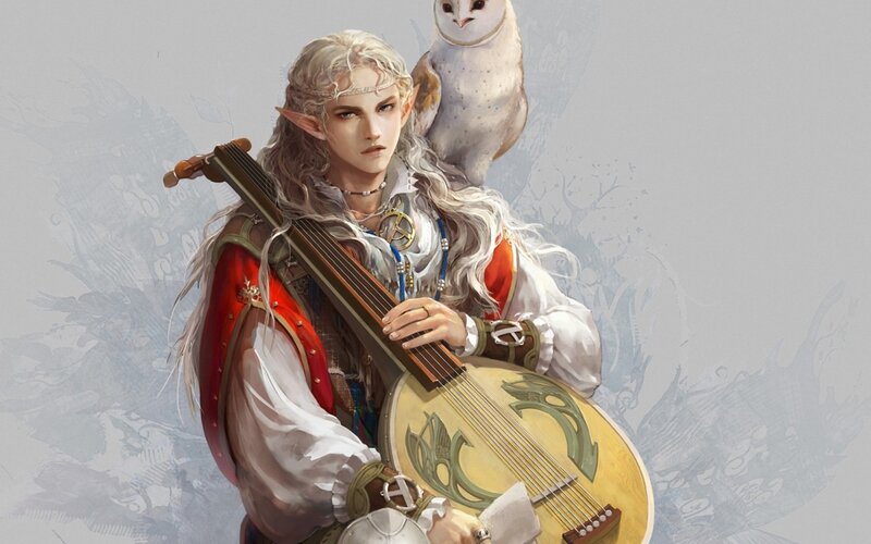 Elf Musician with Owl