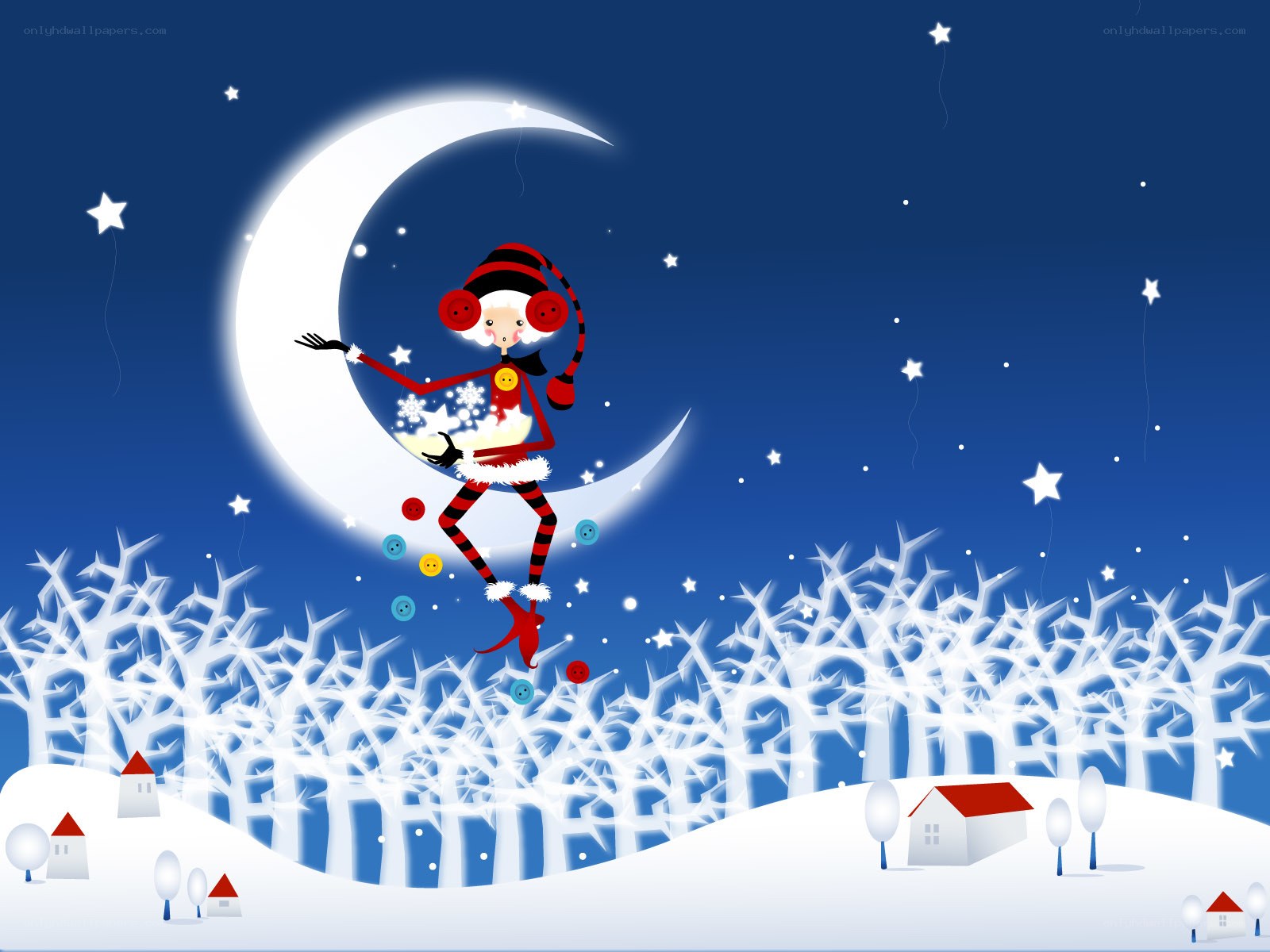 elf on a crescent moon