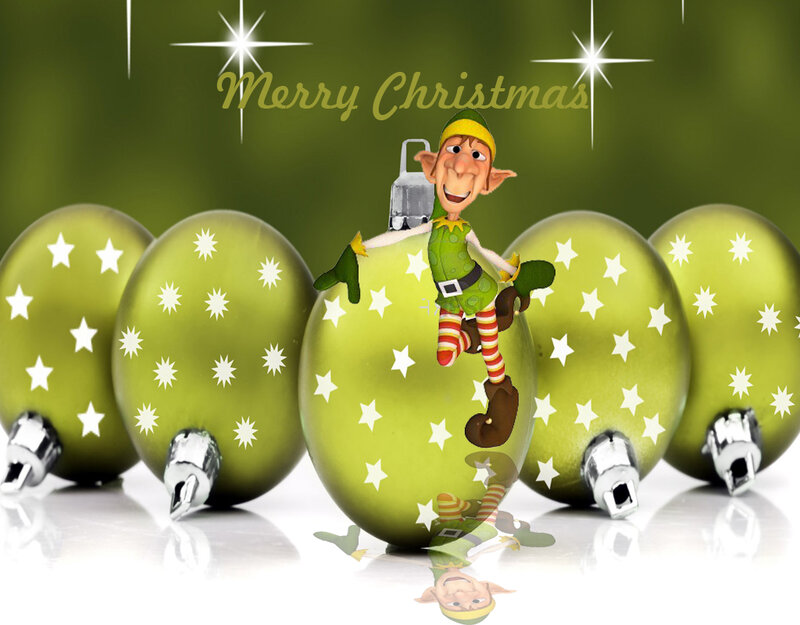 Elf on Green Ornament