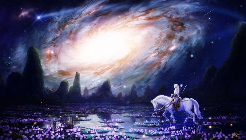 Elf on White Horse — Purple