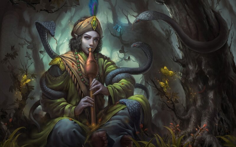 Elf Playing Flute — Green