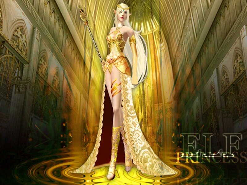 Elf Princess with Staff — Gold