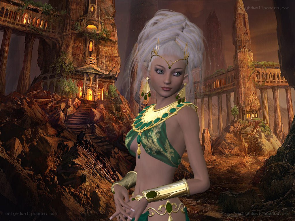 elf queen in ancient ruins