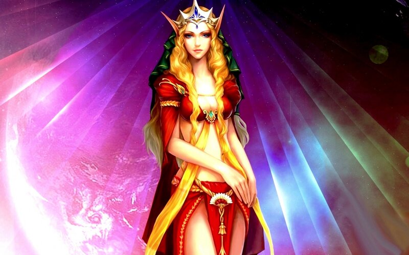 Elf Queen in Red Dress — Purple