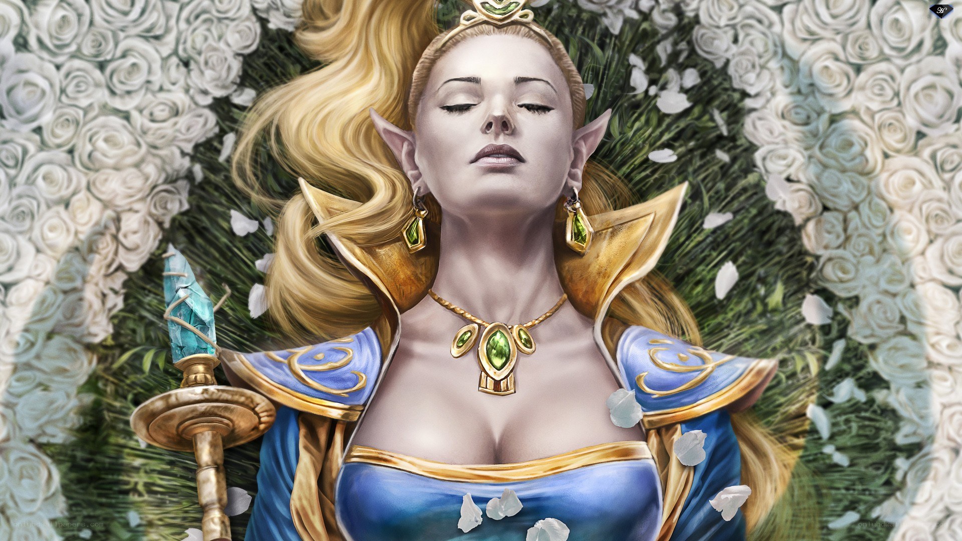 elf queen in white roses