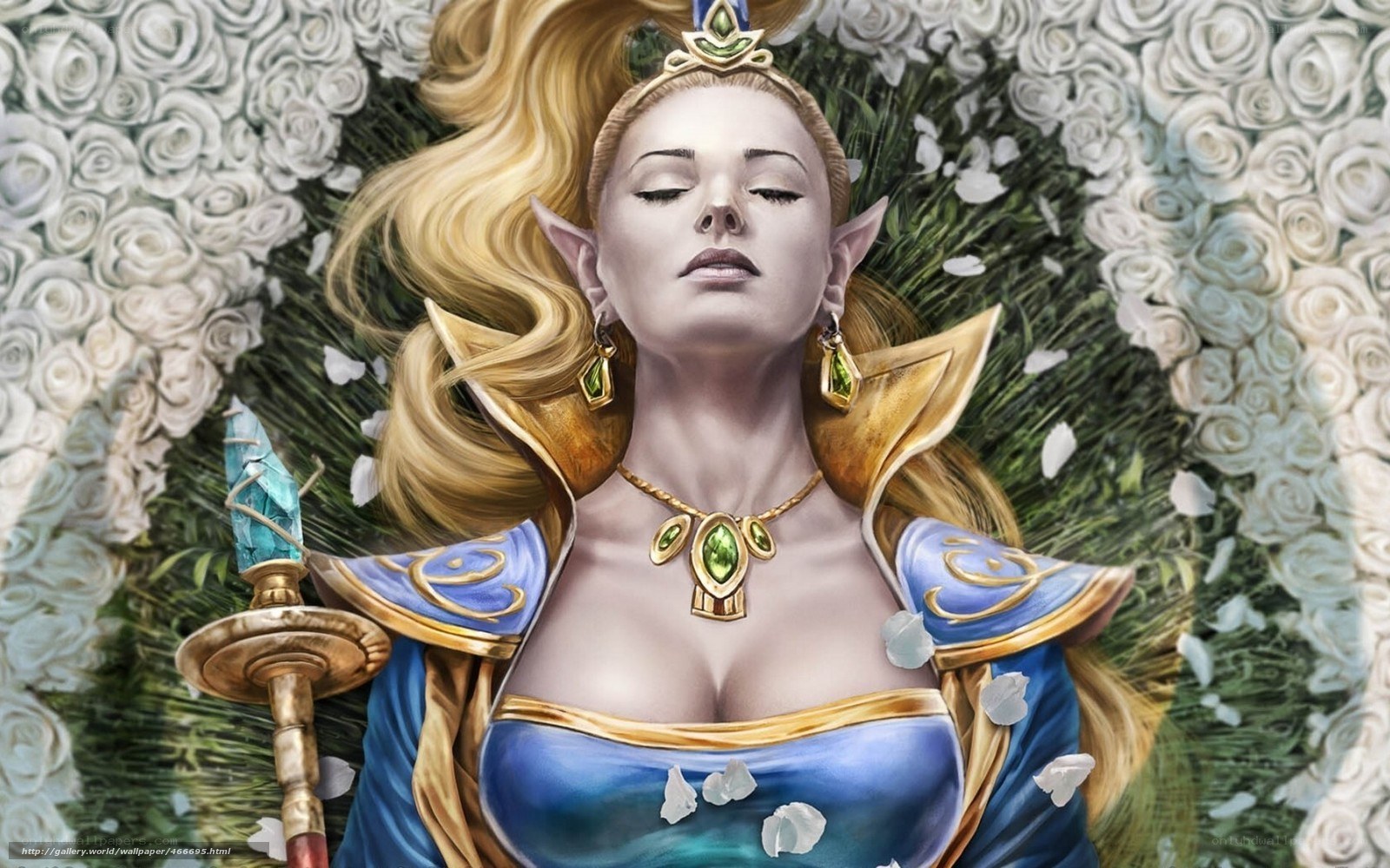 elf queen in white roses