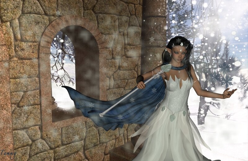 elf queen in winter castle