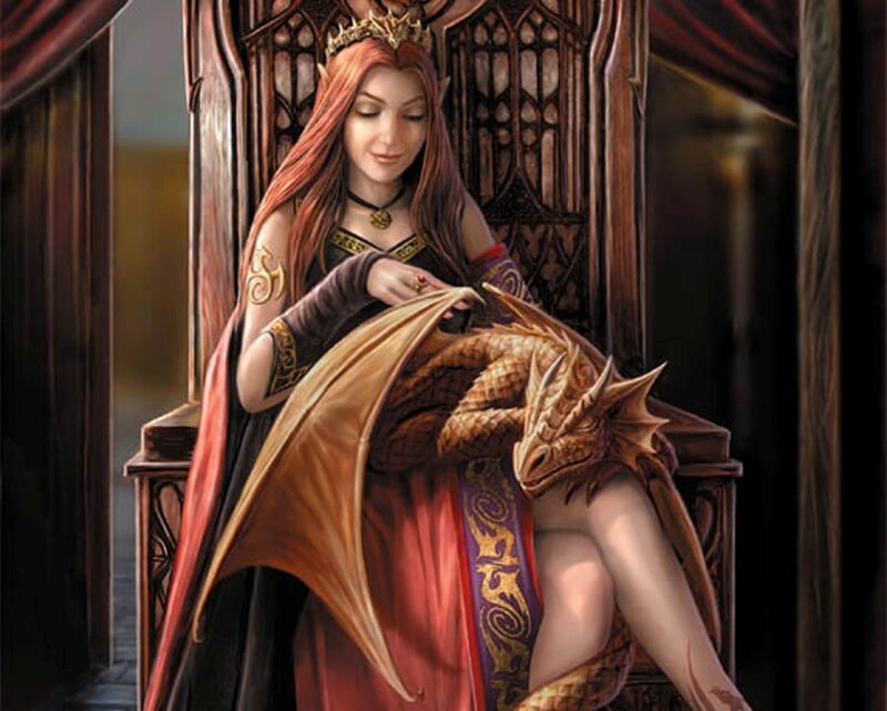 elf queen with dragon