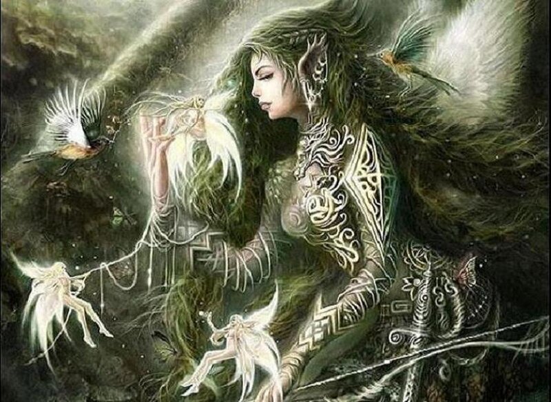 elf queen with fairies