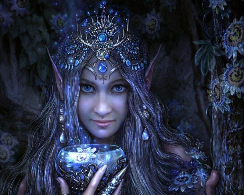 elf queen with glowing cup