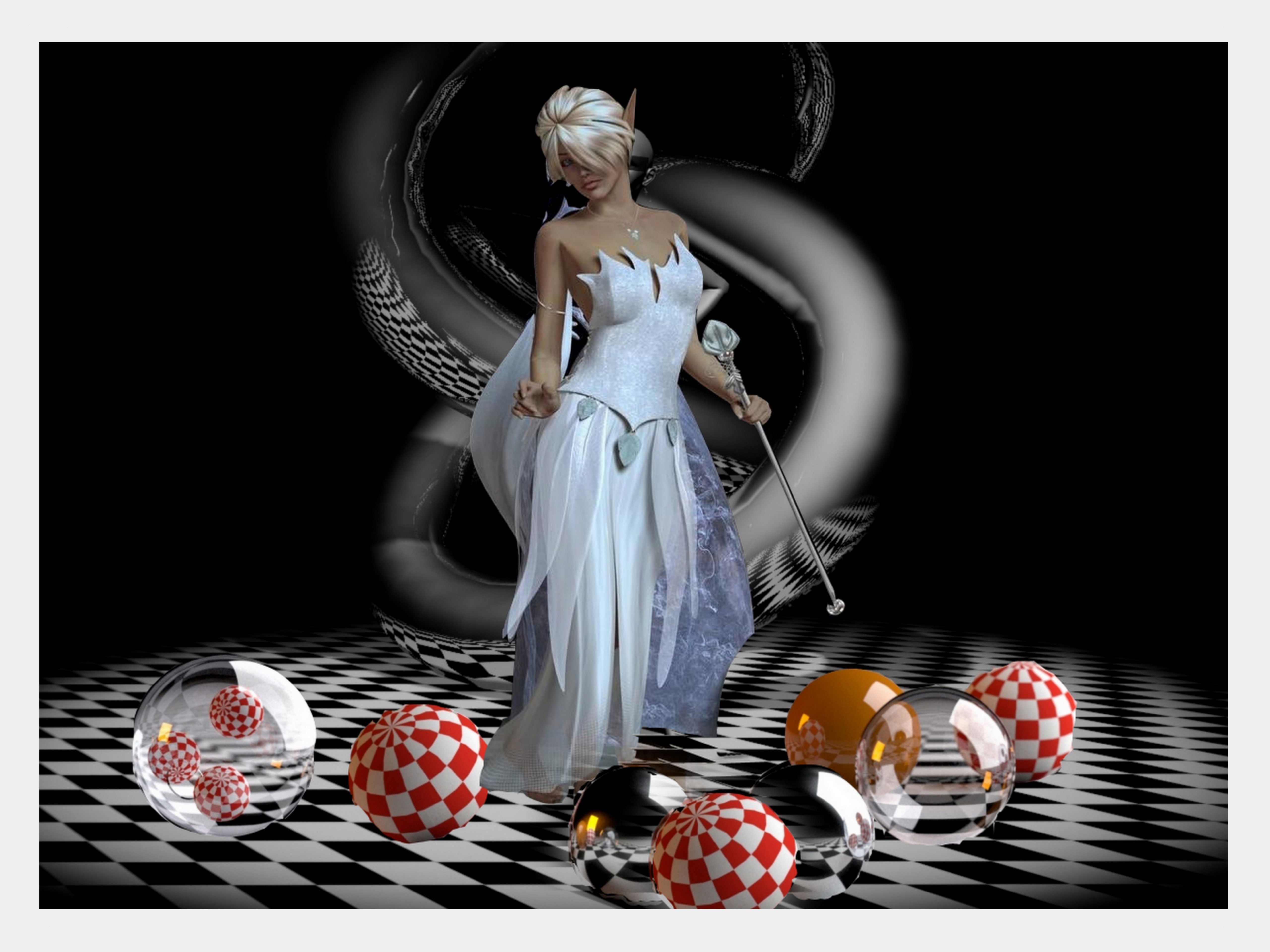 elf queen with staff and spheres