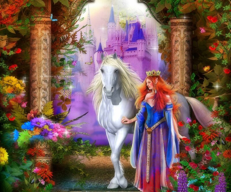 Elf Queen with White Horse