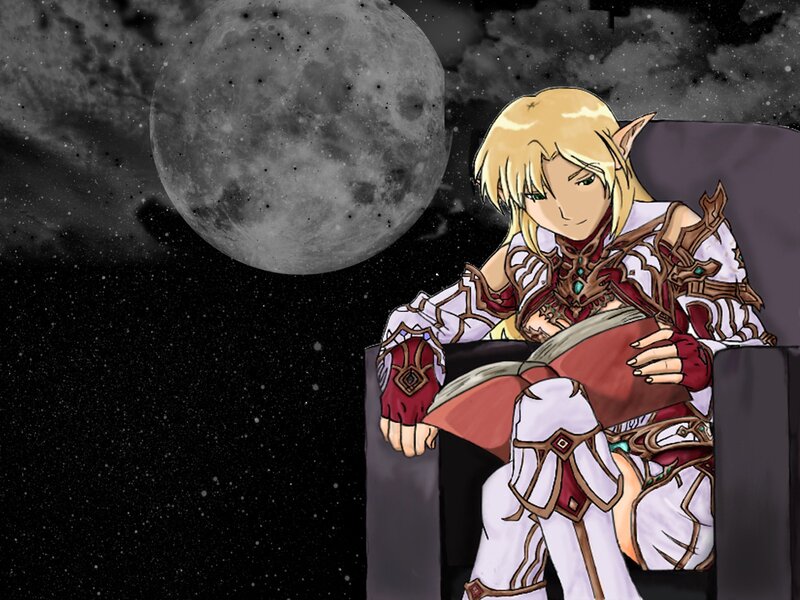 elf reading under the moon