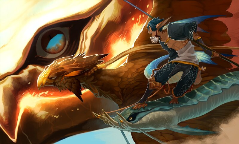 Elf Rider on Dragon — Brown