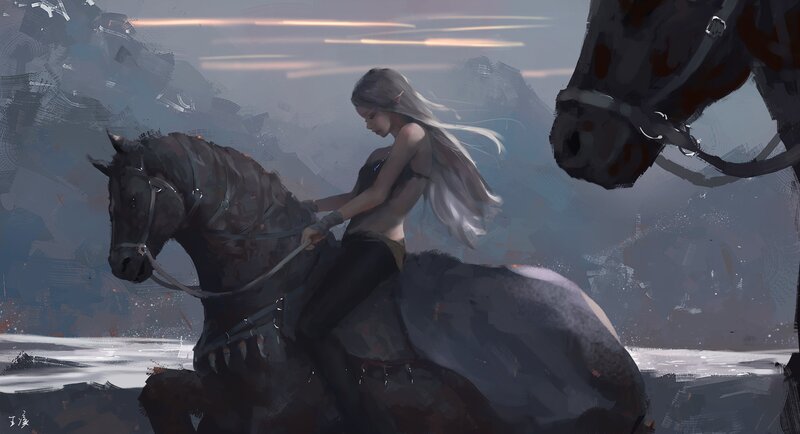 Elf Rider on Horse — Gray