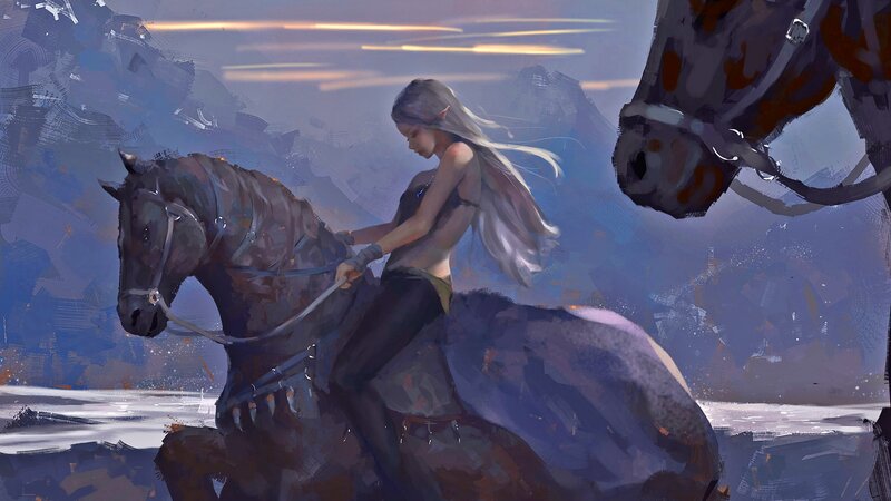 Elf Riding a Horse — Blue